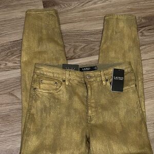 Lauren Ralph Lauren Stretch Metallic High-Rise Skinny Ankle Jeans